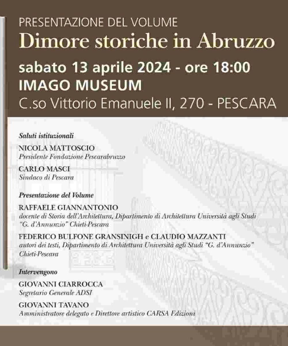Imago Museum ospita la presentazione del volume Dimore storiche in Abruzzo
